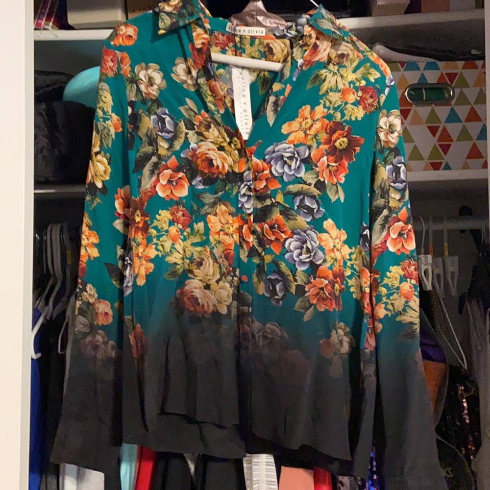 Beautiful green button down blouse